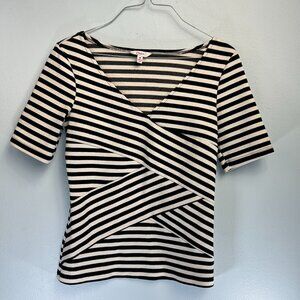 Candies Striped Criss Cross V-Neck Top Size Medium